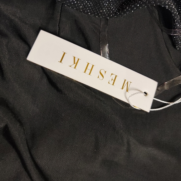 NWT MESHKI Long Sleeve backless low back high neck long dress rhinestone detail - Picture 5 of 16